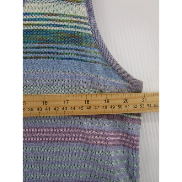 St John Sweater Large Purple Vest Pullover Striped Knit V-Neck USA * - Picture 5 of 10